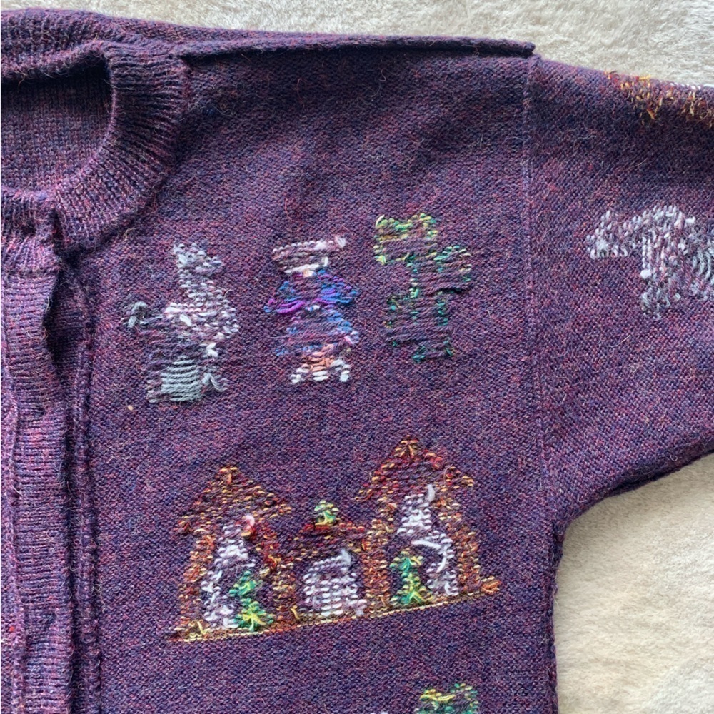BABY ALPACA Women’s Medium Purple Knit Button Down Cardigan - Picture 10 of 15